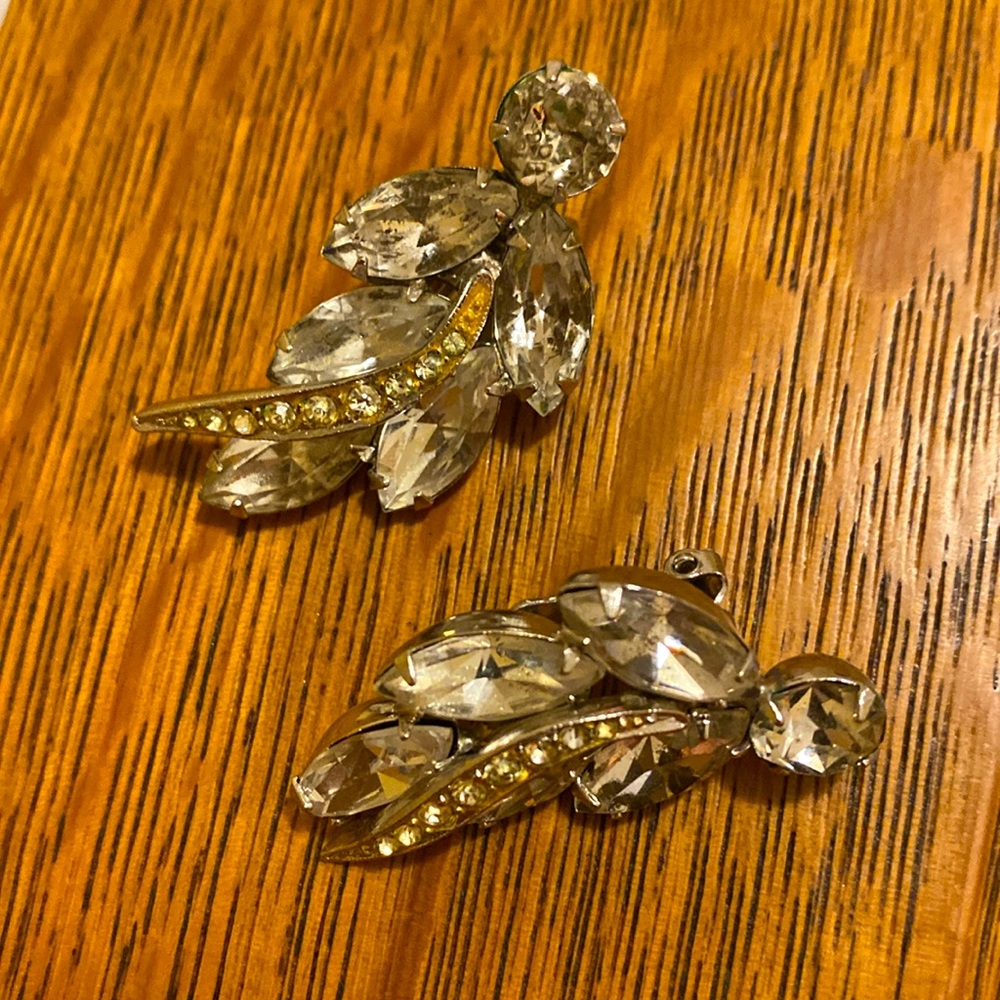 Weiss rhinestone clip earrings